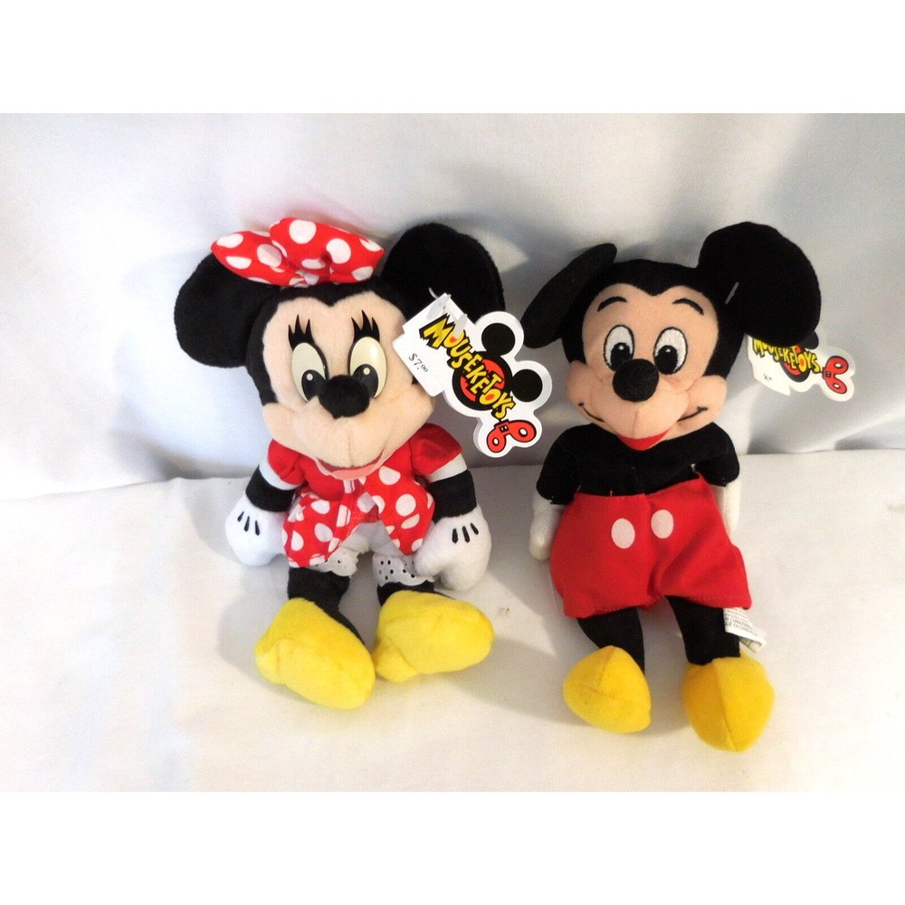DISNEY Minnie & Mickey Mouse Classic Pair Classic Outfits Plush Beanies Mouseket